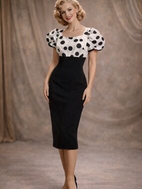 Womens Small 50's Mr. Mike Of California Polka Dot Vintage Dress size 14